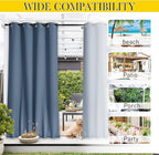 NICETOWN 2 PCs Outdoor Curtains Waterproof Extra Long W52xL108 Stone Blue | - Image 5
