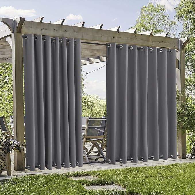 RYB HOME Extra Wide Outdoor Curtains 2 Panels or Patio Waterproof | Blackout by RYBHOME