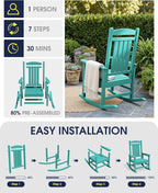 Oversized Outdoor Rocking Chairs Set of 2, HDPE Porch Rocker, Aruba | - Image 7