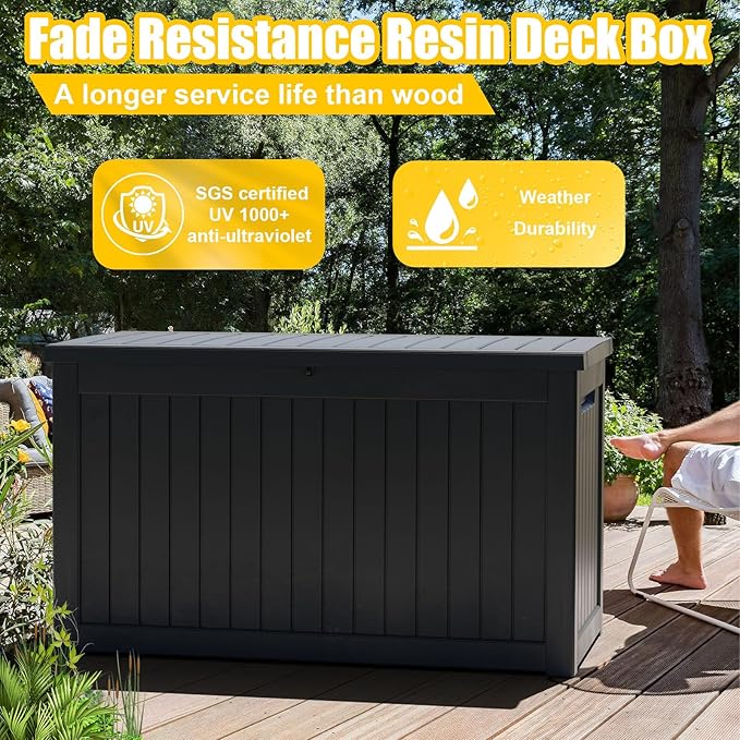 ROJIK Outdoor Storage Housing Deck Box, Waterproof Patio Furniture, Garden Tools - Image 3