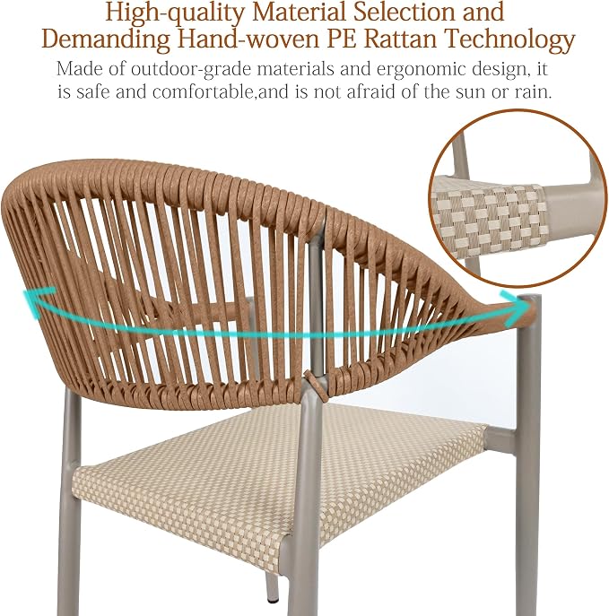 TWT Patio Dining Chairs Outdoor Stackable - Image 8