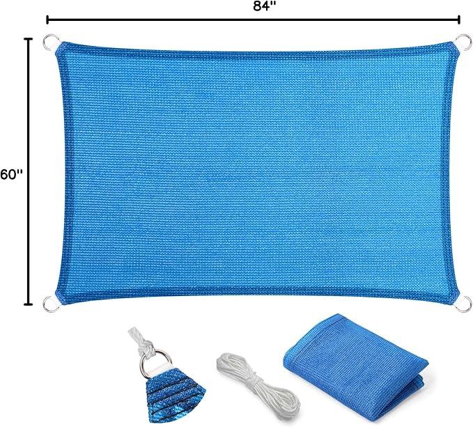 Eden's Decor Straight Flat-Edged 5' x 7' Blue Sun Shade Sail Rectangular - Image 9