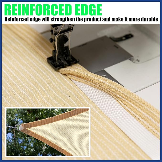 6' x 18' Sand Beige Sun Shade Sail Rectangle SMSLR Canopy Fabric Cloth Screen - Image 5