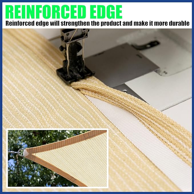 17' x 17' x 24' Black Sun Shade Sail UPF50 Right Triangle SMTAPT12 Canopy - Image 5