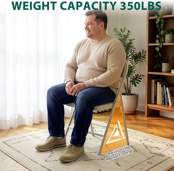 4 Pack Padded Folding Chairs, Portable Metal Foldable Chairs - Image 7