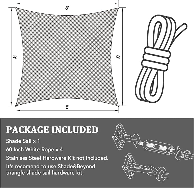 Shade&Beyond 4'x10' Sun Shade Sail Canopy Rectangle, UV Block Breathable Curved - Image 7