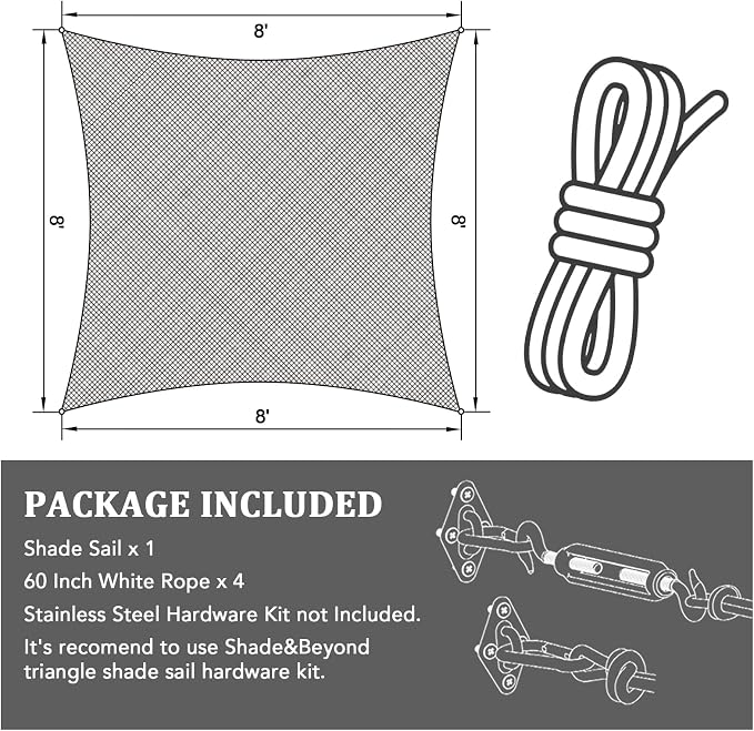 Shade&Beyond 9'x9' Sun Shade Sail Canopy Rectangle, UV Block Breathable Curved - Image 7
