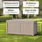 150 Gallon Lockable Resin Deck Box, Waterproof Outdoor Storage Container - Image 4