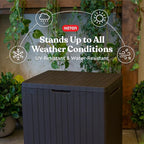 Keter City 30 Gallon Resin Outdoor Storage Box and Patio Furniture Side Table - Image 5