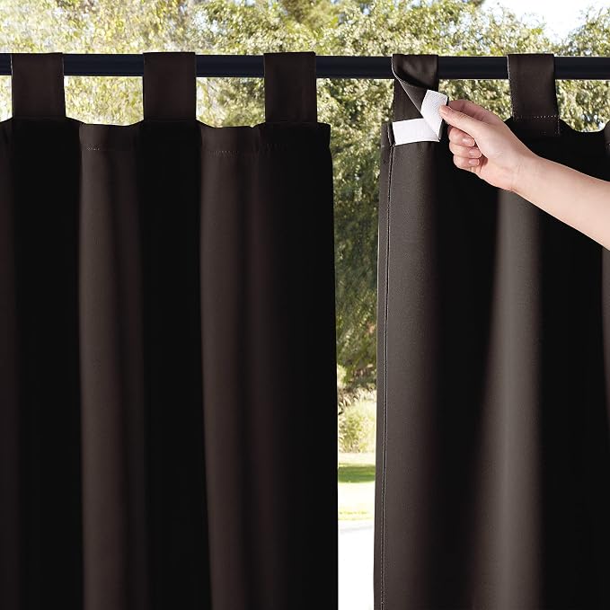 NICETOWN 2 Panels Weatherproof Patio Outdoor Curtains Weighted Blackout by NICETOWN