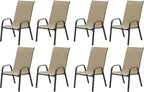 Patio Chairs Set of 8, Outdoor Stackable Dining Chairs by VaJouer