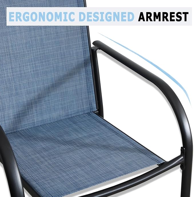 Stackable Patio Chairs Set of 8, Outdoor Dining Chairs - Image 6
