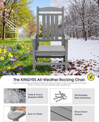 Oversized Outdoor Rocking Chair Set of 4, Porch Rockers, Light Gray | - Image 4