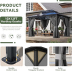 Aoxun 12'x10' Hardtop Gazebo - Image 6