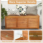 RELAX4LIFE Deck Box Acacia Wood, 46 Gallon Backyard Storage Bin Container - Image 7