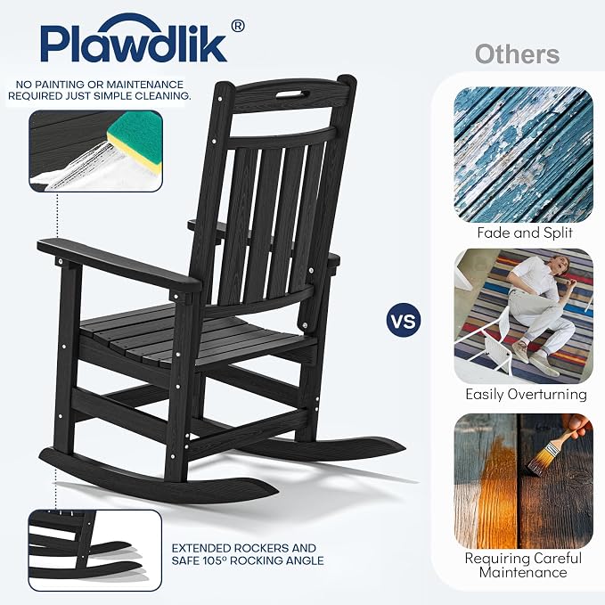 Oversized HDPE Outdoor Rocking Chair Set of 2, All-Weather, Extra Large & Extra - Image 7