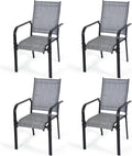 Patio Dining Chairs Set of 4, All-Weather High Back Textilene Stackable Chairs by DELMANGO