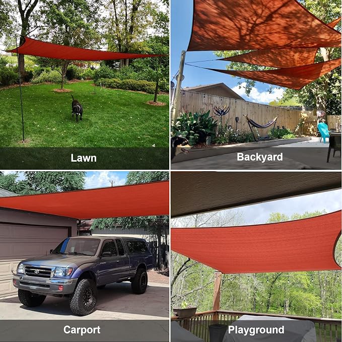 Sun Shade Sail 10' x 16' Terra Red Rectangle UV Block Shade Cover | Outdoor sun - Image 8