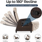 Outdoor Recliner for Patio, 180° Simultaneous Recline, Adjustable Back & - Image 3