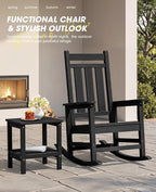 Oversized Outdoor Rocking Chair Set of 2, HDPE Patio Rockers - Image 4