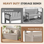 EFU Outdoor Bench Storage Deck Box, 100 Gallon Waterproof Wicker | Patio - Image 6
