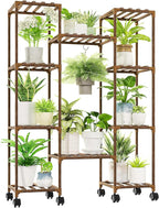 GENTINGBRO Plant Stand with Wheels Outdoor Indoor Hanging Plant Shelf by Gentingbro