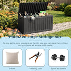 PatioZen 75 Gallon Resin Deck Box, Space-Saving Weatherproof Outdoor Storage Box - Image 3