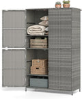 Tangkula Rattan Outdoor Storage Cabinet, Patiojoy Outdoor Cabinet by TANGKULA