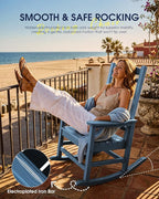 Oversized Outdoor Rocking Chairs Set of 4, Porch Rocker Unique Blue | - Image 7