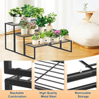 3 Tier Metal Plant Stand Indoor Outdoor, Potted Multiple Flower Pot Holder Rack - Image 3