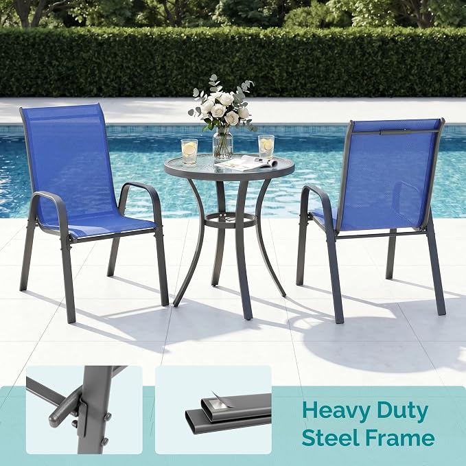 MAMIZO Patio Dining Chairs, Stackable Textilene Chair Set of 6, - Image 5