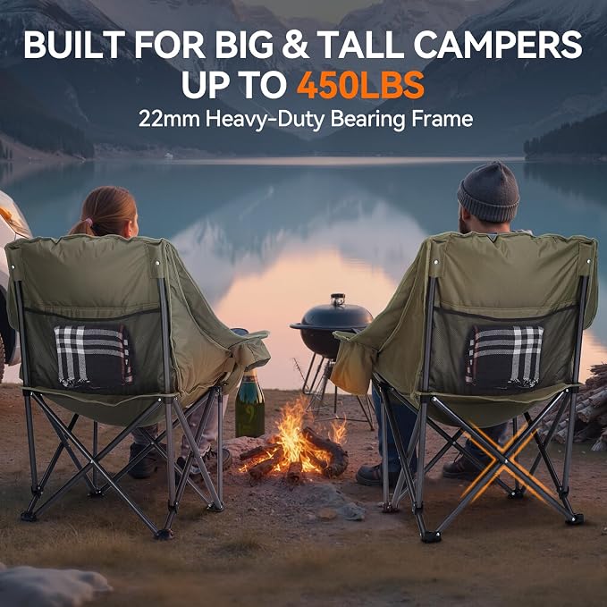 Oversized 2 Pack Camping Chairs, Camping Chairs Support 450LBS - Image 4