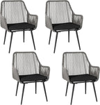 Patio Dining Chairs Outdoor Dining Chairs Set of 4, Woven Twisted Wicker Rattan by Olaterior