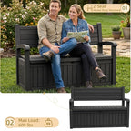 EFU Outdoor Bench Storage Deck Box, 100 Gallon Waterproof Wicker Patio - Image 7