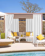 Outdoor Curtains for Patio Waterproof Rod Pocket 8 Pcs 54x95 Inch White | - Image 2