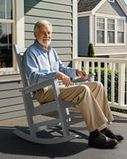 SERWALL Outdoor Rocking Chair Set of 2, Sliver Gray | 21.1" Widened Seat adds - Image 8