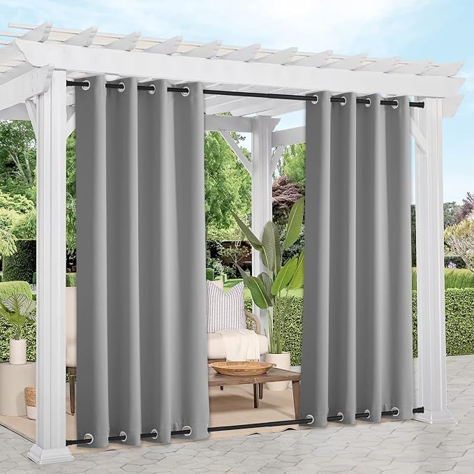 NICETOWN 2 Panels Sliver Grey Blackout Outdoor Curtains by NICETOWN