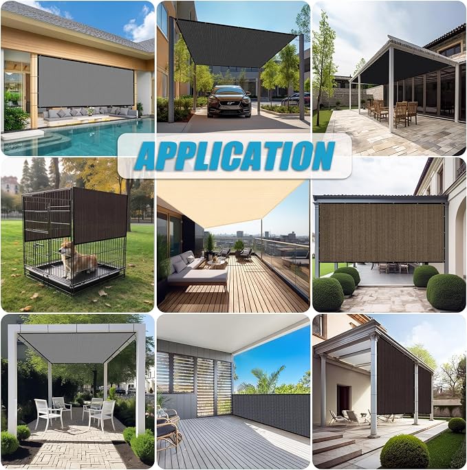 Amagenix 90% Pergola Shade Cover 4'X 4' Dark Gray Sun Shade Cloth - Image 6