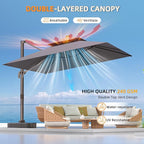 9' X 12' Cantilever Outdoor Patio Umbrellas Double Top Large Rectangle Umbrella - Image 4