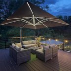 PURPLE LEAF Patio Umbrella 9' X 12' Double Top Solar LEDlight, Slate Gray | by PURPLELEAF