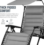 Best Choice Products Oversized Padded Zero Gravity Chair w/Canopy Headrest Cup - Image 6