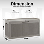 DRATO 70 Gallon Outdoor Storage Box Waterproof, Lockable Resin Deck Box - Image 2