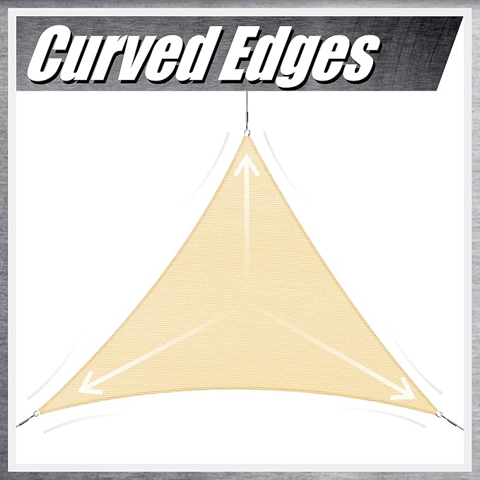 ColourTree 20' x 20' x 20' Beige Sun Shade Sail Triangle CTSLT20 - Image 7