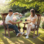 VINGLI Outdoor Rocking Chair, Heavy Duty 600 LBS Wooden Rocker, Rustic | High & - Image 7