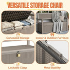 Storage Bench Outdoor Deck Box, 100 Gallon Lockable Patio Furniture, - Image 3