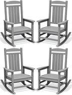 Oversized Outdoor Rocking Chair Set of 4, Porch Rockers, Light Gray | by KINGYES