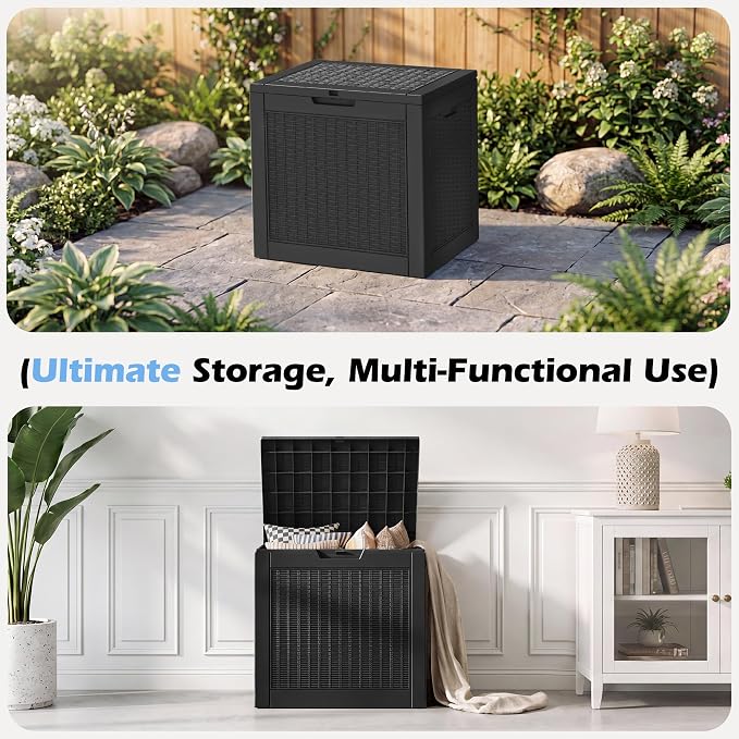 Outdoor Storage Box, 31 Gallon Resin Deck Boxes Outdoor Waterproof - Image 6