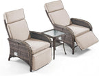 3 Pieces Zero Gravity Wicker Patio Recliner Chairs Set of 2 - Image 7