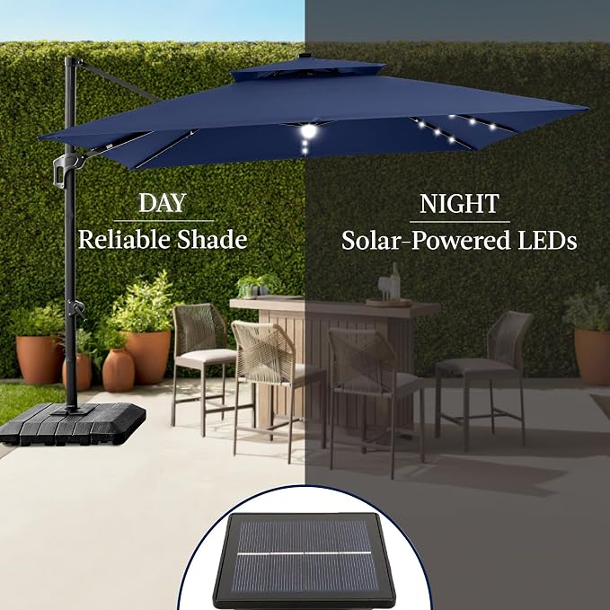 Best Choice Products 9x12ft LED Cantilever Patio Umbrella w/Base Included & - Image 6