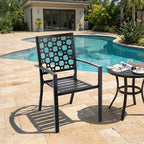 Patio Dining Chairs Set of 6, Stackable Metal High Back Chairs Set - Image 8
